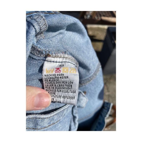 90s Cotton Ginny Plus Denim Jacket Med Wash Metal Buttons 4 Pocket Sz S - Picture 9 of 11